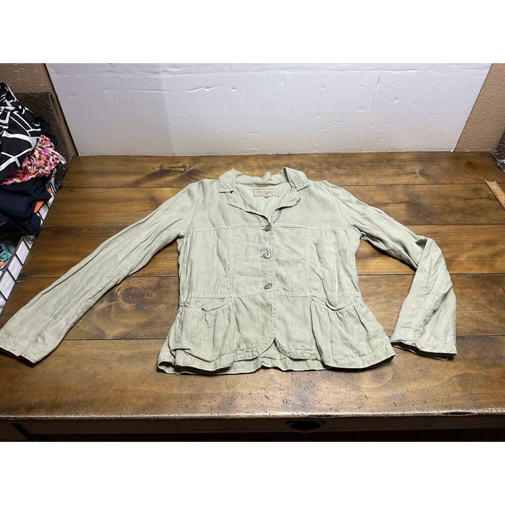 Johnny Was Blazer Jacket Sage Green Linen Size Medium